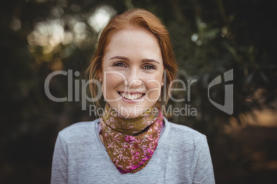 Portrait of smiling woman at farm