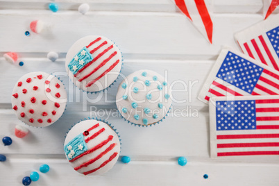 Cupcakes decorated with 4th july theme