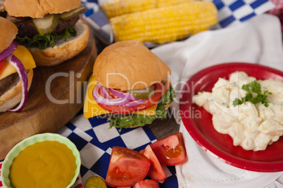 Hamburger decorated with 4th july theme