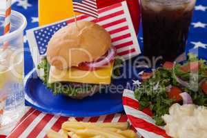 Drink and snacks decorated with 4th july theme