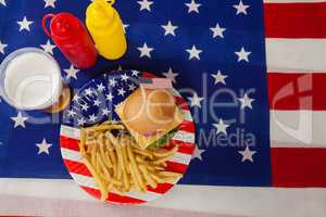 Snacks and drink  decorated with 4th july theme