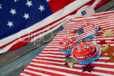 Decorated cupcakes with 4th july theme