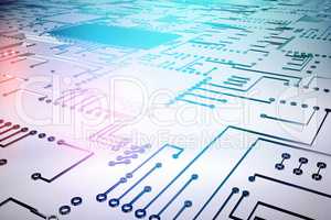 Composite image of circuit board on white background