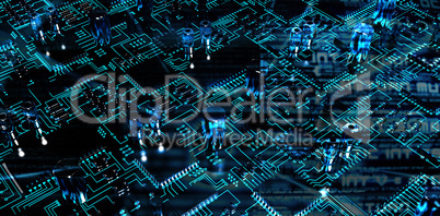 Composite image of close up of circuit board