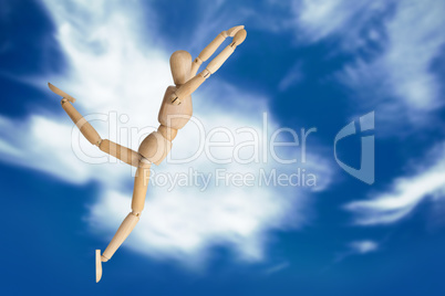 Composite image of wooden 3d figurine exercising