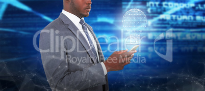 Composite image of businessman using smart phone