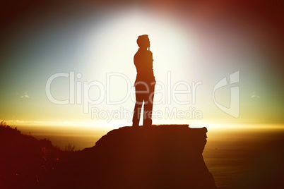 Composite image of pensive man in suit