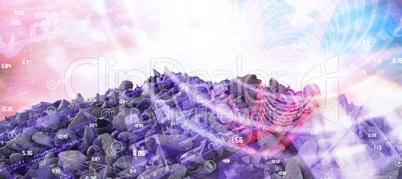 Composite image of pile of rocks