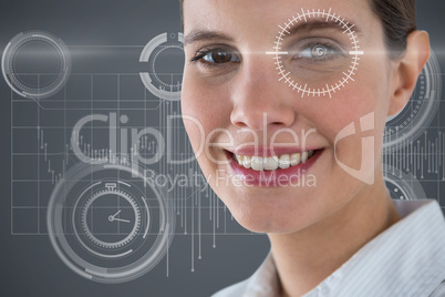 Composite image of close up portrait of smiling businesswoman