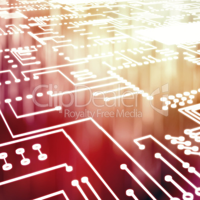 Composite image of digitally generated image of blue circuit board