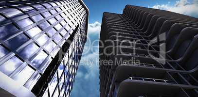 Composite image of 3d illustration of office buildings