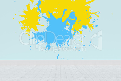 Composite image of colourful paint splashes