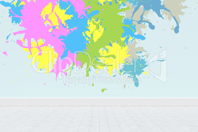 Composite image of colourful paint splashes