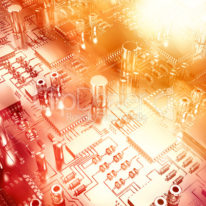 Composite image of close up of circuit board