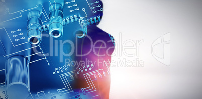 Composite image of circuit board against white background