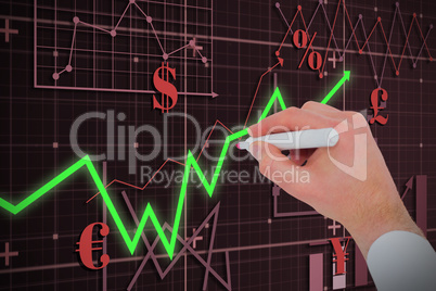 Composite image of businessmans hand writing with marker