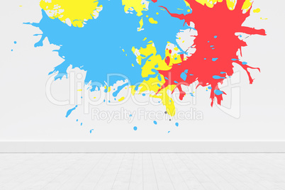 Composite image of colourful paint splashes