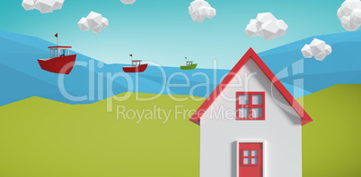 Composite image of 3d illustration of red house