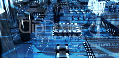 Composite image of close up of circuit board