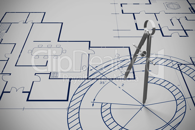 Composite image of composite of drawing compass