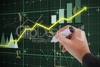 Composite image of businessmans hand writing with marker