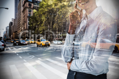 Composite image of portrait of beautiful businesswoman