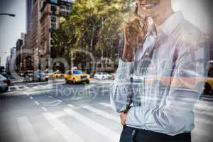 Composite image of portrait of beautiful businesswoman