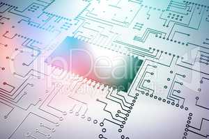 Composite image of digitally generated image of circuit board