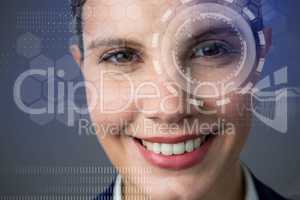 Composite image of portrait of smiling businesswoman