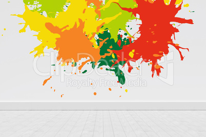 Composite image of colourful paint splashes