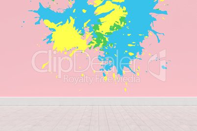 Composite image of colourful paint splashes