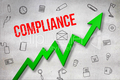 Composite image of digitally generated image of compliance text