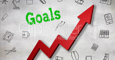 Composite image of close up of goals text