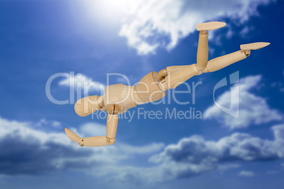 Composite image of figurine 3d performing headstand