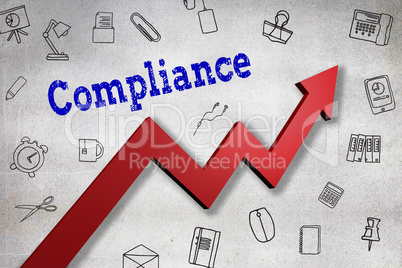 Composite image of close up of compliance text