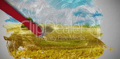 Composite image of digital image of red paintbrush