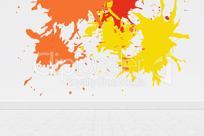 Composite image of colourful paint splashes