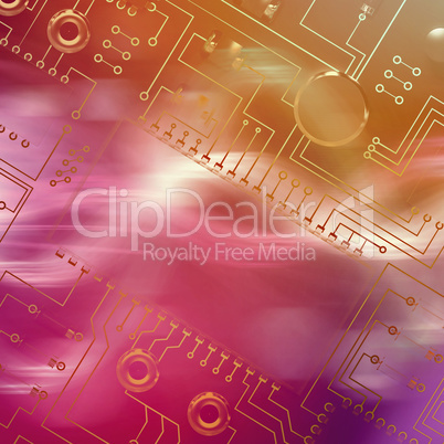 Composite image of close up of circuit board