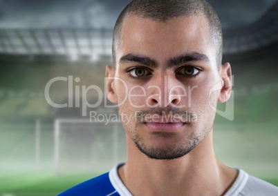 foreground of soccer player in the field