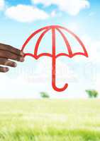 Cut out umbrella protection in landscape
