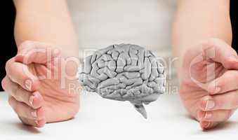 Digital brain between two hands