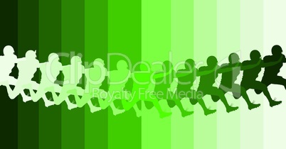 football player silhouette in range of greens. With opposite background