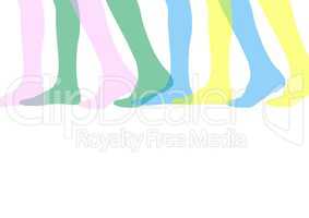 foot silhouettes in different colors.