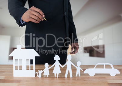 Cut outs of House Family and Car with model in room