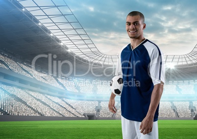 soccer player with ball in the field