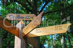 trail sign in the forest of Born (Darss, Germany)