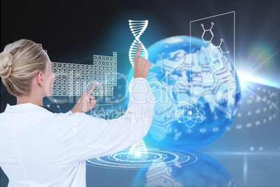 Medical models against DNA graphics backgrounds