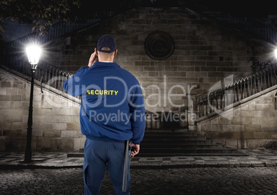 security guard guarding the park at night