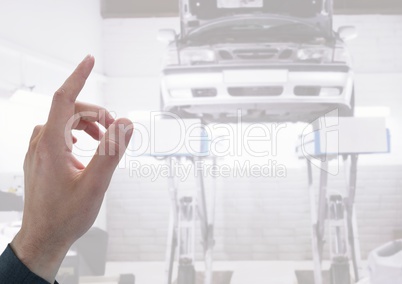 Hand touching Bright Auto Car Mechanic background