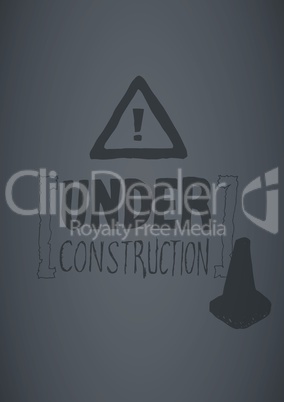 Grey background background with construction doodle